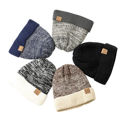 New Unisex Beanie Two-Tone Winter Hats Add Fur Lined Men And Women Fashion Warm Beanie Cap Casual Winter Knitted Hats
