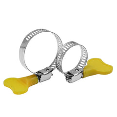 5pcs 8-44mm Adjustable Yellow Plastic Handle Hand Twist Hose Clamps Worm Driving 201 Stainless steel Pipe Clips For Tube