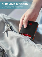 12-card wallet, Minimalist men's RFID blocking multi-functional ultra-thin front pocket bi-fold solid colour portable card holder