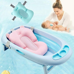 Portable Baby Bathtub Pad Adjustable Bath Tub Shower Cushion Newborn Support Seat Mat Foldable Baby Bath Seat Floating Water Pad