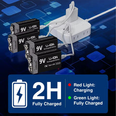 MATOV USB 9V Rechargeable Battery 1100mAh Type-C Rechargeable 6F22 9V Li-ion Battery for RC Helicopeter Model Multimeter Toy