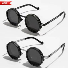 Handmade ND9 adjustable dimming sunglasses Retro Punk round men's outdoor fishing UV400 polarized driving sunglasses for women