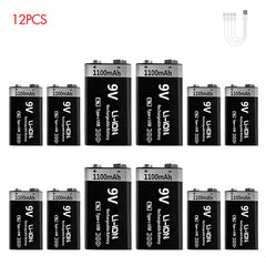 MATOV USB 9V Rechargeable Battery 1100mAh Type-C Rechargeable 6F22 9V Li-ion Battery for RC Helicopeter Model Multimeter Toy