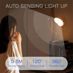 360 Rotated PIR Motion Sensor LED Night Light Wall Lamps Rechargeable Under Cabinet Light Wireless Closet Night Lamp