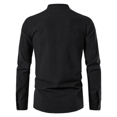 Men's Casual Blouse Cotton Linen Shirt Tops Long Sleeve Tee Shirt Spring Autumn Slanted Placket Vintage Yoga Shirts