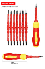 Electrician Screwdrivers Repair Tools Kit 13pcs 1000V Changeable Insulated Set with Magnetic Slotted Phillips Pozidriv Torx Bits