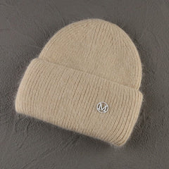 Rabbit Fur Beanies Soft Warm Fluffy Winter Hat for Women Angora Knitted Hat Skullies Beanies Female Bonnet Woman Knit Cap