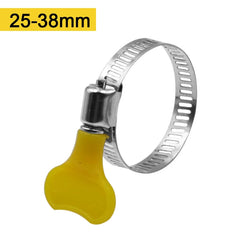5pcs 8-44mm Adjustable Yellow Plastic Handle Hand Twist Hose Clamps Worm Driving 201 Stainless steel Pipe Clips For Tube