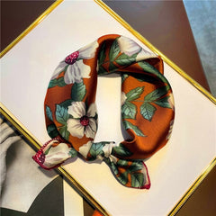 2022 New Women Silk Scarf Square Foulard Lady's Neck Hair Scarves Design Printed Head Kerchief Fashion Girl Scarfs