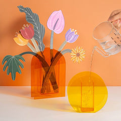 Rainbow Color Acrylic Vases Floral Container Decorative Shop Design Wedding Party Home Office Decoration