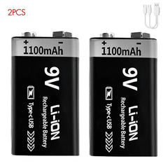MATOV USB 9V Rechargeable Battery 1100mAh Type-C Rechargeable 6F22 9V Li-ion Battery for RC Helicopeter Model Multimeter Toy