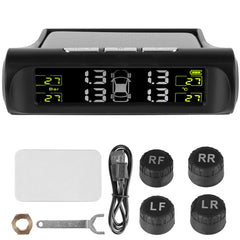 Universal Car Tire Pressure Monitoring System USB / Solar TPMS Tyre Temperature Monitor 0-6Bar Auto Security Alarm Systems