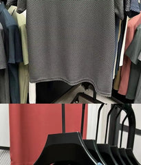 Summer Mesh Ice Silk T-shirt Men's Short Sleeve Round Neck 2023 New Half Sleeve Men Thin Solid Color Tees Top
