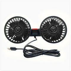 Car Fan 360° 3-speed Car Seat Back Cooling Fan USB Charge Dual Head Fan Adjustable Rotation Neck Cooler for Car Home Accessories