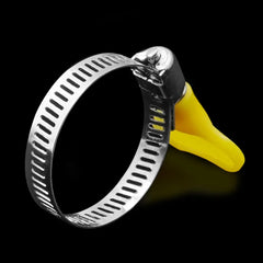 5pcs 8-44mm Adjustable Yellow Plastic Handle Hand Twist Hose Clamps Worm Driving 201 Stainless steel Pipe Clips For Tube