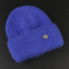 Rabbit Fur Beanies Soft Warm Fluffy Winter Hat for Women Angora Knitted Hat Skullies Beanies Female Bonnet Woman Knit Cap