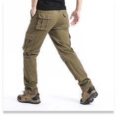Loose Overalls Men's Outdoor Sports Jogging Tactical Pants Elastic Waist Pure Cotton Casual Work Pants