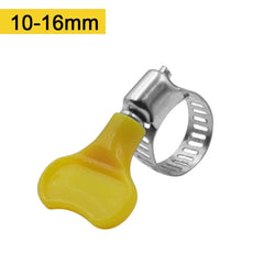 5pcs 8-44mm Adjustable Yellow Plastic Handle Hand Twist Hose Clamps Worm Driving 201 Stainless steel Pipe Clips For Tube