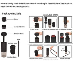 Portable Hookah Set with Chicha Ceramic Bowl Car Outdoor Travel Sheesha Narguile Complete Smoking Accessories Small Shisha Kit