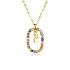 ANDYWEN 925 Sterling Silver Gold Letters A - Z Initial M S C K Alphabet Pendente Long Chain Necklace Say My Name Fine Jewelry