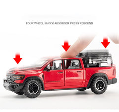 DODGE Mammoth 1000 TRX Alloy Pickup Car Model Diecast Metal Off-road Vehicle Model Sound and Light Simulation Kids Toy Gift