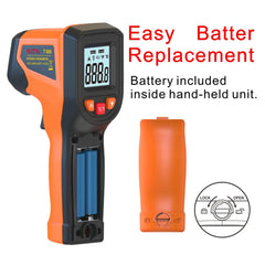 Infrared Thermometer , Handheld Heat Temperature For Cooking Tester, Pizza Oven, Grill & Engine - Laser Surface Temp Read