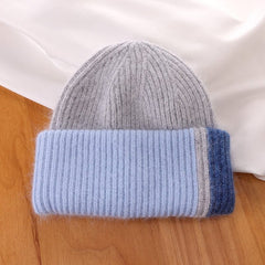 Rabbit Fur Beanies Soft Warm Fluffy Winter Hat for Women Angora Knitted Hat Skullies Beanies Female Bonnet Woman Knit Cap