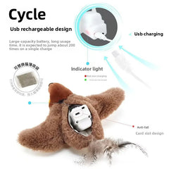 Hot Cat Interactive Toys Catnip Electric Pat Bird (with Catnip) Dog Cats Touch-Activated Squeaky Plush Toy Pet USB Rechargeable