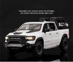 DODGE Mammoth 1000 TRX Alloy Pickup Car Model Diecast Metal Off-road Vehicle Model Sound and Light Simulation Kids Toy Gift