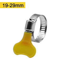 5pcs 8-44mm Adjustable Yellow Plastic Handle Hand Twist Hose Clamps Worm Driving 201 Stainless steel Pipe Clips For Tube
