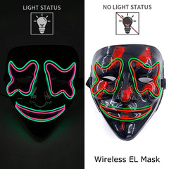 Wireless Neon LED Purge Mask Glow in The Dark Cosplay Horror Mask Halloween Masquerade Party Masks Glowing Funny Dress Up
