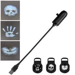 360° Rotatable Skull LED Night Light with Interchangeable Palm Prints & Faces - USB-Powered Halloween Decor for Ceiling & Wall