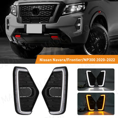 Nissan Navara NP300 2020 2023 LED Daytime Running Light DRL Driving Fog Lamp Fit Waterproof Turn Signal Yellow