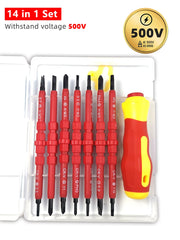 Electrician Screwdrivers Repair Tools Kit 13pcs 1000V Changeable Insulated Set with Magnetic Slotted Phillips Pozidriv Torx Bits