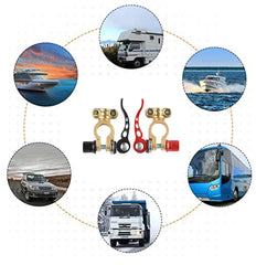 Car Battery Terminals 1 Pair 12V 24V Top Post Wire Cable Clamp Quick Release Terminal Connectors Copper Clip Screw Auto Parts