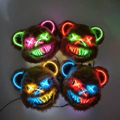Halloween Light Up Horror Mask Glowing Bloody Bear Killer Mask Flashing Neon Scary Bear Mask for cosplay killer mask Decoration