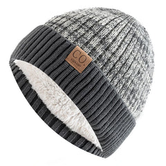 New Unisex Beanie Two-Tone Winter Hats Add Fur Lined Men And Women Fashion Warm Beanie Cap Casual Winter Knitted Hats