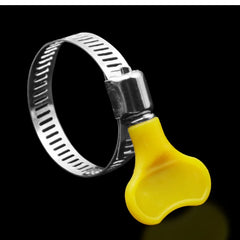 5pcs 8-44mm Adjustable Yellow Plastic Handle Hand Twist Hose Clamps Worm Driving 201 Stainless steel Pipe Clips For Tube