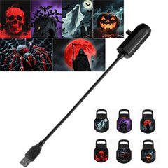 360° Rotatable Skull LED Night Light with Interchangeable Palm Prints & Faces - USB-Powered Halloween Decor for Ceiling & Wall