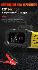 Battery Charger 12V/24V Smart Charger Lithium AGM GEL Lead-Acid LiFePO4 Battery Chargers