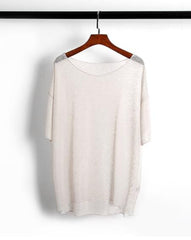 New Fashion Linen Cotton Loose Knitted Sweater Long Sleeve Blouses Casual O-neck Women Tops Transparent Blouse Shirt XZ191