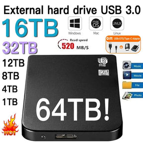 Original external hard drive 2TB High-Speed SSD 1TB portable external ssd Hard disk Solid-state Disk Hard Drive for Laptop//Mac