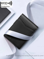12-card wallet, Minimalist men's RFID blocking multi-functional ultra-thin front pocket bi-fold solid colour portable card holder