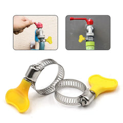5pcs 8-44mm Adjustable Yellow Plastic Handle Hand Twist Hose Clamps Worm Driving 201 Stainless steel Pipe Clips For Tube