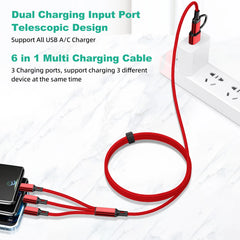 All Phones Fast Charging Cord For iPhone Huawei Micro USB Type C Charger Cable 1.2m Multi Usb Port Multiple Usb Charging Cord