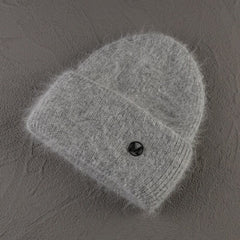 Rabbit Fur Beanies Soft Warm Fluffy Winter Hat for Women Angora Knitted Hat Skullies Beanies Female Bonnet Woman Knit Cap