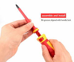 Electrician Screwdrivers Repair Tools Kit 13pcs 1000V Changeable Insulated Set with Magnetic Slotted Phillips Pozidriv Torx Bits