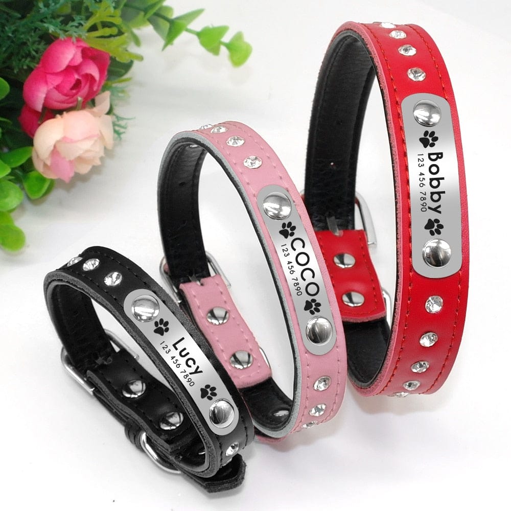 Leather Cat Collar Personalized Cat Collar For Puppy Small Dogs Pet Kitten Nameplate Collar Free Engraving Adjustable - Wowza