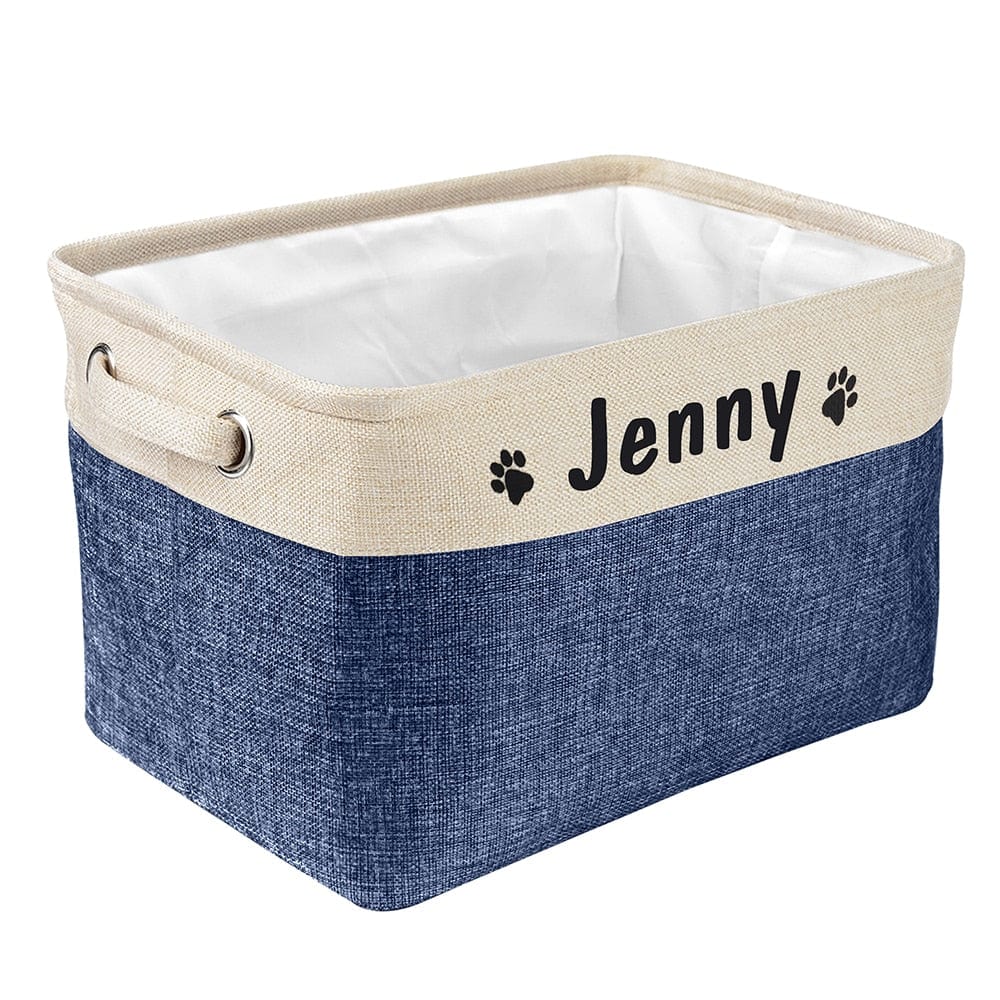 Custom Pet Storage Box Free Dog Name Printing Canvas Waterproof Dog Cat Toy Storage Container Foldable Storage Bag For Dogs Cats - Wowza
