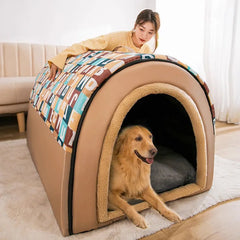New Dog Kennel Winter Warm Large Dog Oversized Dog House House Closed Winter Removable Golden Pet Four Seasons Use